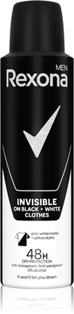 Rexona Men Invisible purškiamasis antiperspirantas baltoms dėmėms šalinti