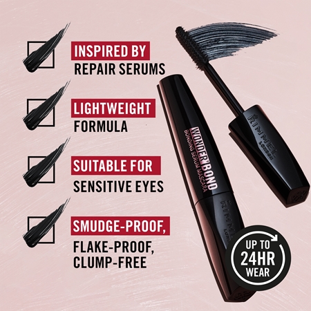 Rimmel Wonder'Bond Volumising and Lengthening Mascara to support eyelash growth