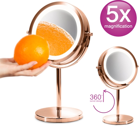 RIO Rose gold mirror Specchietto cosmetico con illuminazione LED