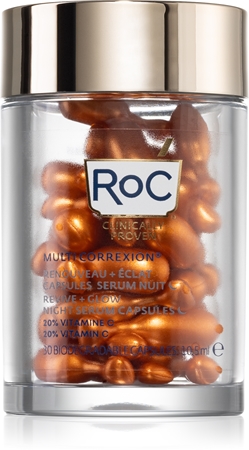 RoC Multi Correxion Revive + Glow sérum de noite com vitaminas ativas em cápsulas