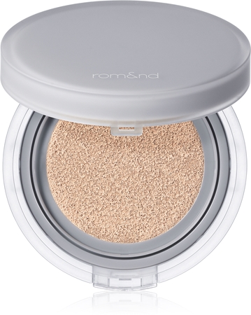 rom&nd Nu Zero Cushion lehký ochranný make-up v houbičce pro rozjasnění pleti