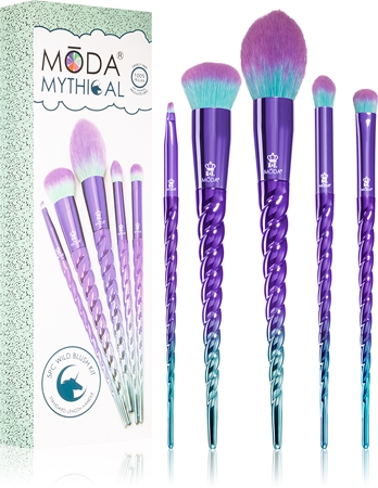 MODA 5-teiliges Make-up-Pinsel-Set – Vegan, Wasserdicht, Mit Rouge-, Teint- & Lidschattenpinseln, Pink