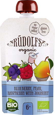 Rudolf’s BIO čučoriedka, hruška, malina s jogurtom detský príkrm