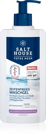 Salt House Dead Sea Therapy Soap-free Washing Gel τζελ καθαρισμού χωρίς σαπούνι για το σώμα, το πρόσωπο και τα χέρια με λάδι τζοτζόμπα και ουρία