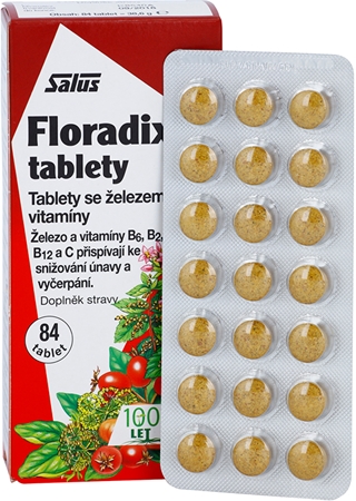 Salus Floradix Železo tablety pro podporu snížení míry únavy a vyčerpání
