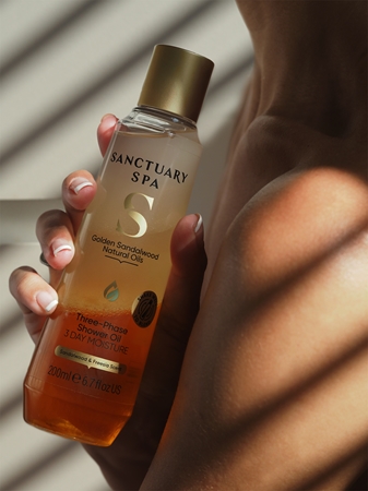 Sanctuary Spa Golden Sandalwood třífázový sprchový olej