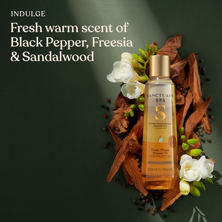 Sanctuary Spa Golden Sandalwood třífázový sprchový olej