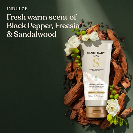 Sanctuary Spa Golden Sandalwood Fugtende bodylotion til badet