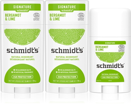 Schmidt's Bergamot + Lime deodorant stick 2x 75 g + 1x 40 g (ambalaj economic)