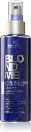Schwarzkopf Professional Blondme Cool Blondes ausspülfreier Conditioner im Spray neutralisiert gelbe Verfärbungen