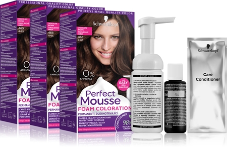 Schwarzkopf Perfect Mousse Permanent-Haarfarbe vorteilhafte Packung Farbton 4-65 Chocolate Brown