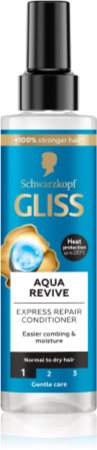 Schwarzkopf Gliss Aqua Revive βάλσαμο χωρίς ξέβγαλμα για γρήγορο φορμάρισμα των μαλλιών σε σπρέι