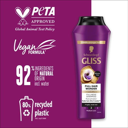 Schwarzkopf Gliss Full Hair Wonder regeneráló sampon meggyengült hajra