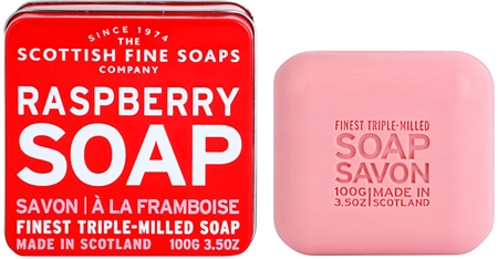 Scottish Fine Soaps Raspberry savon de luxe dans une boîte métallique