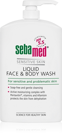 Sebamed Face & Body Wash Sensitive Skin švelnus valomasis veido ir kūno losjonas jautriai odai