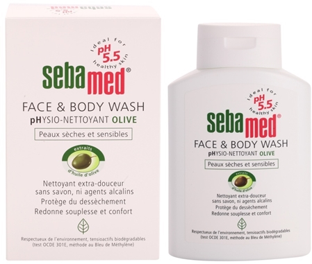 Sebamed Wash jemná mycí emulze na tělo a obličej s olivovým olejem