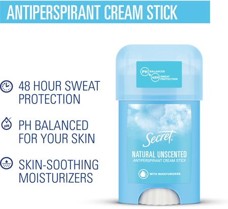 Secret Natural Unscented Antiperspirant Cream Stick cream antiperspirant for women