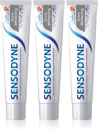 Sensodyne Extra Whitening bleichende Zahnpasta mit Fluor für empfindliche Zähne