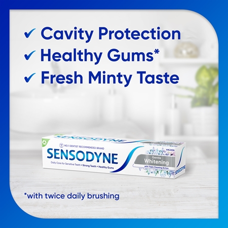 Sensodyne Extra Whitening wybielająca pasta do zębów z fluorem dla wrażliwych zębów