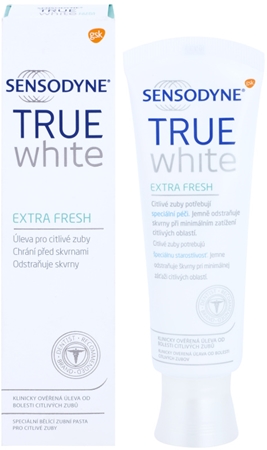 Sensodyne True White Extra Fresh bleichende Zahnpasta gegen Zahnschmelzflecken für empfindliche Zähne
