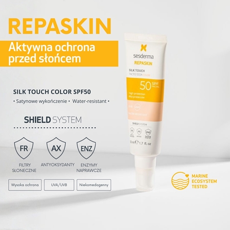 Sesderma Repaskin Silk Touch Color tonujący krem ochronny SPF 50
