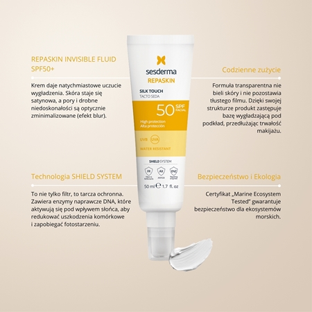 Sesderma Repaskin Silk Touch krem do opalania twarzy SPF 50