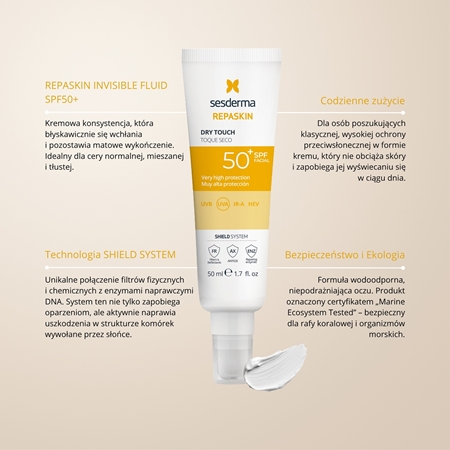Sesderma Repaskin Dry Touch krem na dzień do twarzy SPF 50+
