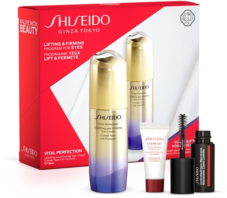 Shiseido Vital Perfection Uplifting & Firming Eye Cream dovanų rinkinys priemonė nuo raukšlių akių srityje