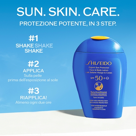 Shiseido Sun Care Expert Sun Protector Face & Body Lotion latte abbronzante per viso e corpo SPF 50+