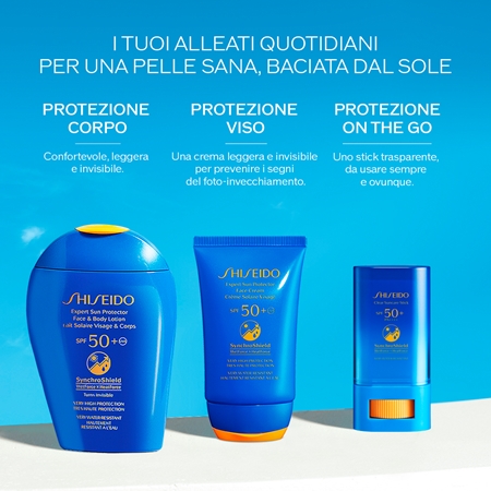 Shiseido Sun Care Expert Sun Protector Face & Body Lotion leite solar de rosto e corpo SPF 50+