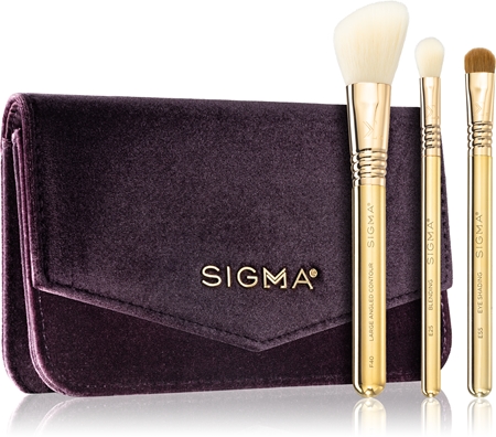 Sigma Beauty Elite Essential Trio Brush Set set di pennelli da viaggio con trousse (per viso e occhi)