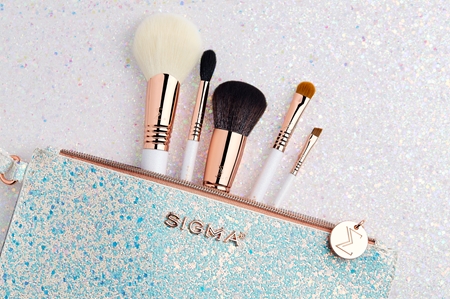 Sigma Beauty Brush Set Holiday Glam conjunto de pincéis de viagem com nécessaire