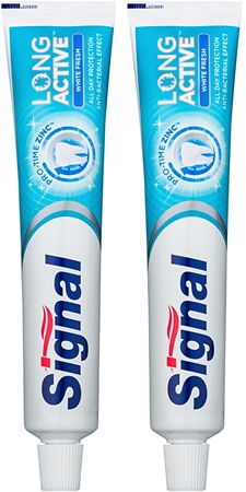 Signal Long Active White Fresh dentífrico branqueador para hálito fresco duplo