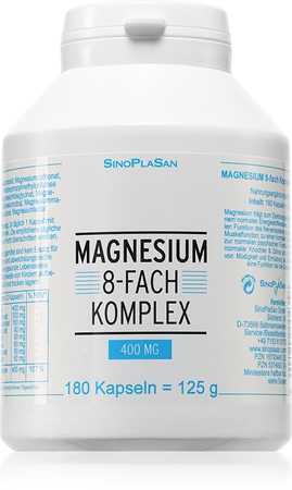 SinoPlaSan Magnesium 8-fach Komplex Kapseln zur Reduzierung von Müdigkeit und Erschöpfung und Unterstützung gesunder Zähne, Knochen und Muskeln