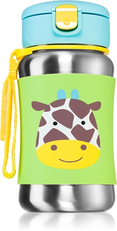 Skip Hop Zoo Straw Bottle Wasserflasche aus Edelstahl mit Strohhalm