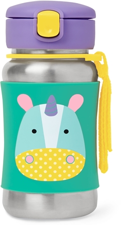 Skip Hop Zoo Straw Bottle bouteille d’eau en acier inoxydable avec paille