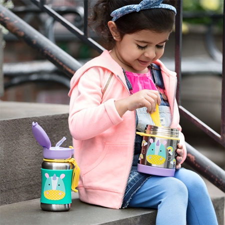 Skip Hop Zoo Straw Bottle bouteille d’eau en acier inoxydable avec paille