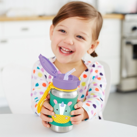 Skip Hop Zoo Straw Bottle bouteille d’eau en acier inoxydable avec paille