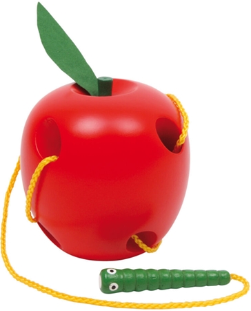 Small foot Threading Game Apple and Worm aktivity hračka ze dřeva