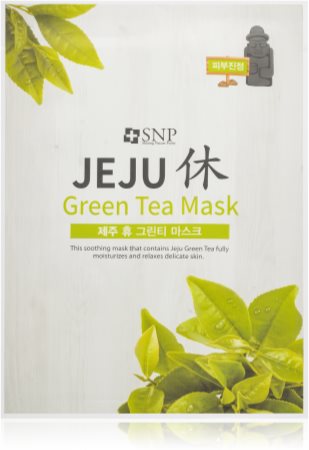 SNP Jeju Green Tea Máscara em folha com efeito hidratante efeito calmante