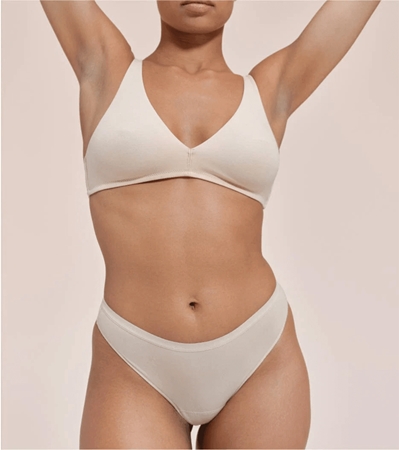 Snuggs Period Underwear Brazilian Light Tencel™ Lyocell Beige Menstruationsslip aus Stoff bei schwacher Menstruation