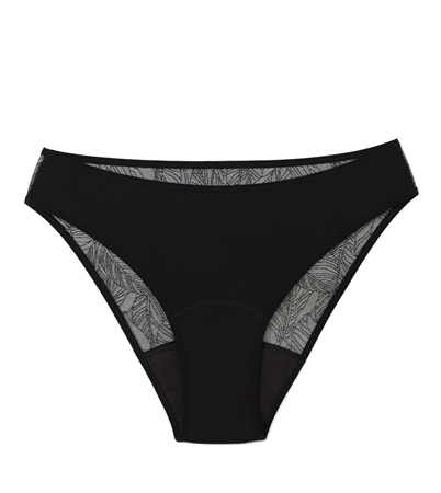 Snuggs Lace Brief Recycled Nylon Black látkové menstruační kalhotky