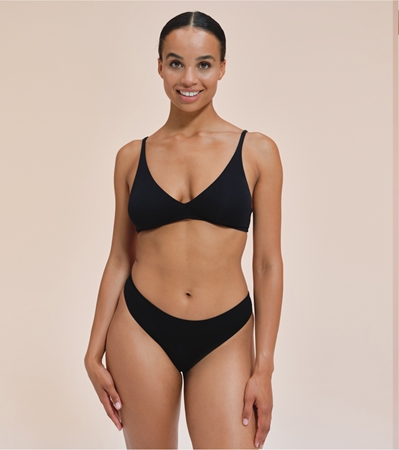 Snuggs Lace Brief Recycled Nylon Black látkové menstruační kalhotky