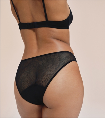 Snuggs Lace Brief Recycled Nylon Black látkové menstruační kalhotky