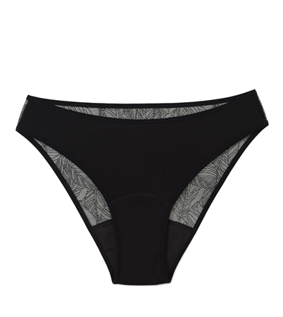 Snuggs Lace Brief Recycled Nylon Black menstrualne hlačke iz blaga
