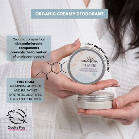 Soaphoria In White organic cream deodorant for women