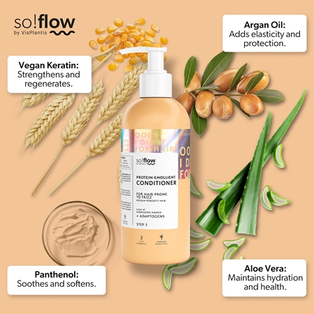 so!flow Medium Porosity Hair Protein-Emollient Conditioner après-shampoing hydratant et lissant anti-frisottis