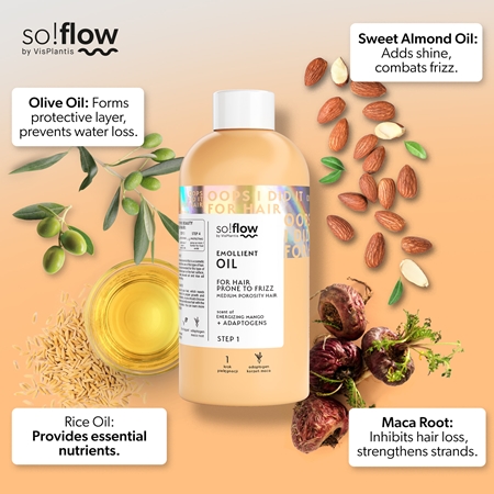 so!flow Medium Porosity Hair Emollient Oil Moisturizing Oil to treat frizz
