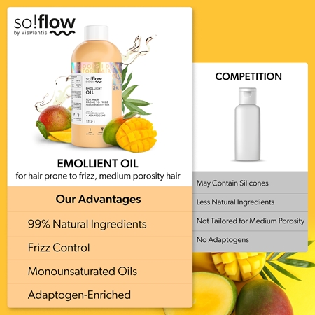 so!flow Medium Porosity Hair Emollient Oil Moisturizing Oil to treat frizz