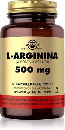 Solgar L-arginina 500 mg kapsułki wsparcie wydolności treningowej